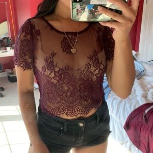 ✨2/$20✨Mesh See-Through Lace Top
